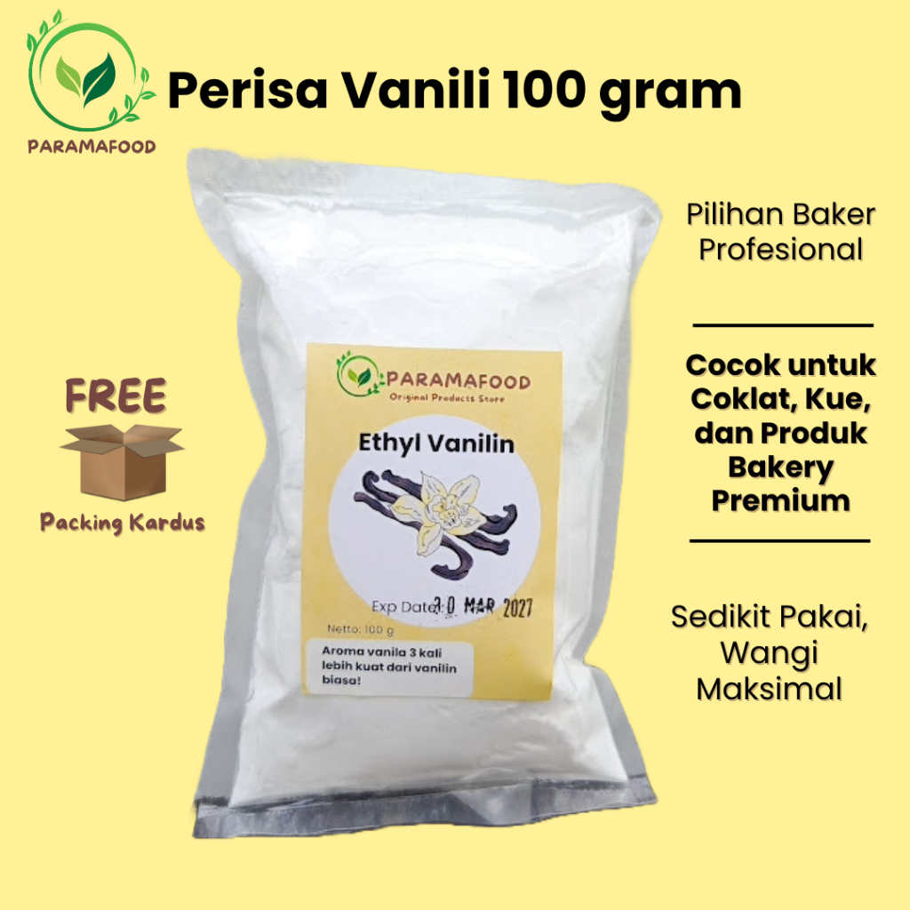 

Paramafood Ethyl Vanilin Perisa Vanila Bubuk 100 gram