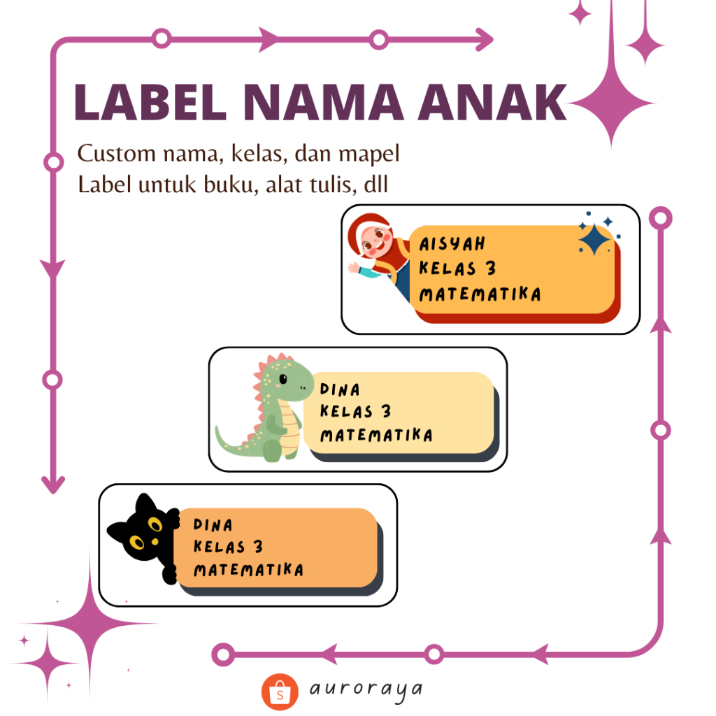 

Stiker label nama anak custom