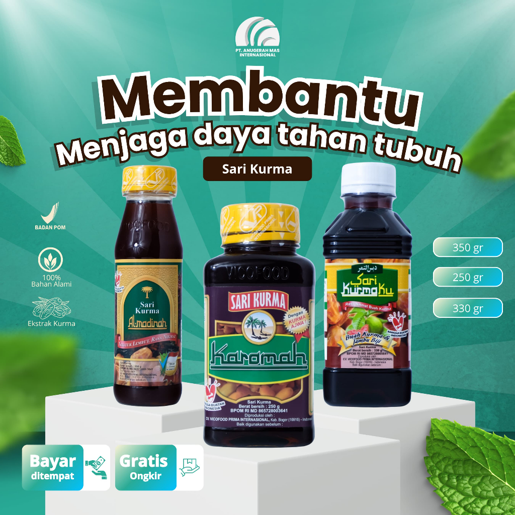 

Sari Kurma - Sari Kurma Al-Madinah, Sari Kurmaku, Sari Kurma Karomah - CV. Vicofood Prima Internasional - PT Anugerah Mas Internasional