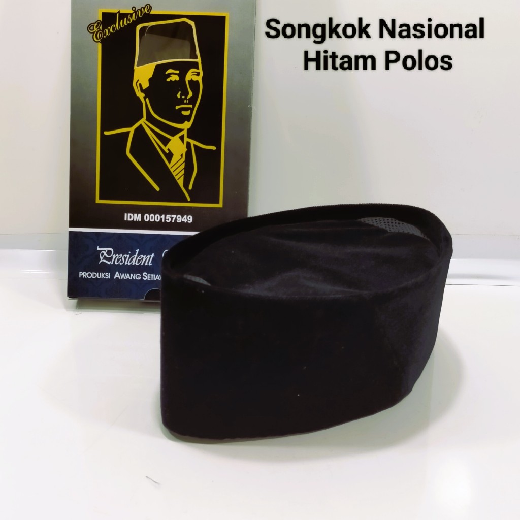 Peci Songkok Nasional AWANG Hitam Polos AC Tinggi 9