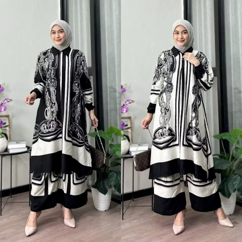 Set Tunik Kulot Zahira - Busui Friendly Gaya Arabian Elegan