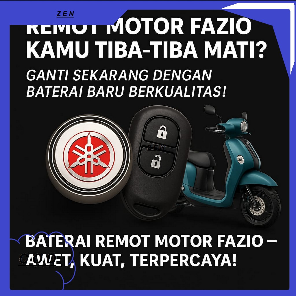 Baterai Batu Kunci Remote Motor Yamaha Kyless Fazio Original Batere Alarm Smartkey untuk Motor Yamah
