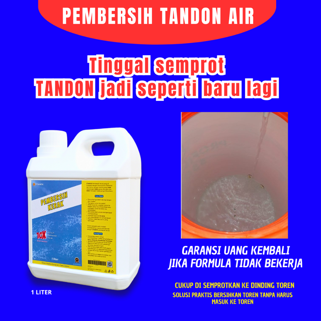 Pembersih Toren Anti Lumut Ampuh Tanpa Disikat 1 Liter Toren Cleaner ETANOX