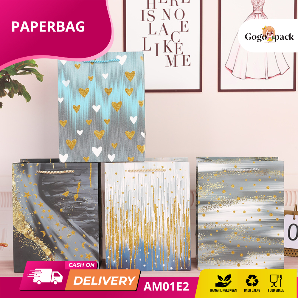 

Paper Bag Tote Bag / Gift Box Tote Bag / High end Gift Paper Bag Paperbag Box Set Motif, Souvenir, Tas kue, Hampers | AM01E2