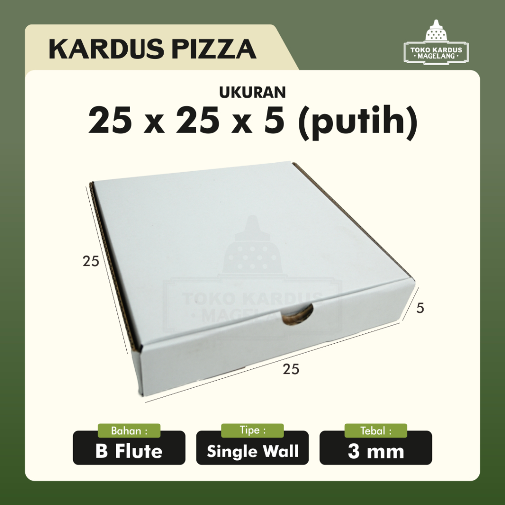 

Dus Pizza PUTIH / Box Pizza 25x25x5 / Kemasan Pizza / Wadah Pizza Ukuran 25x25