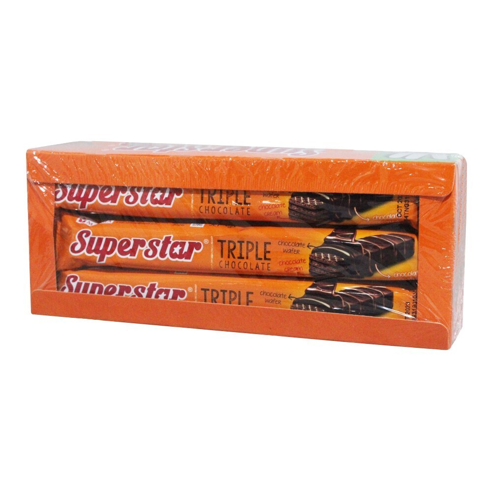 

Superstar Triple Chocolate Wafer 336g 1 Box Isi 20 Pcs