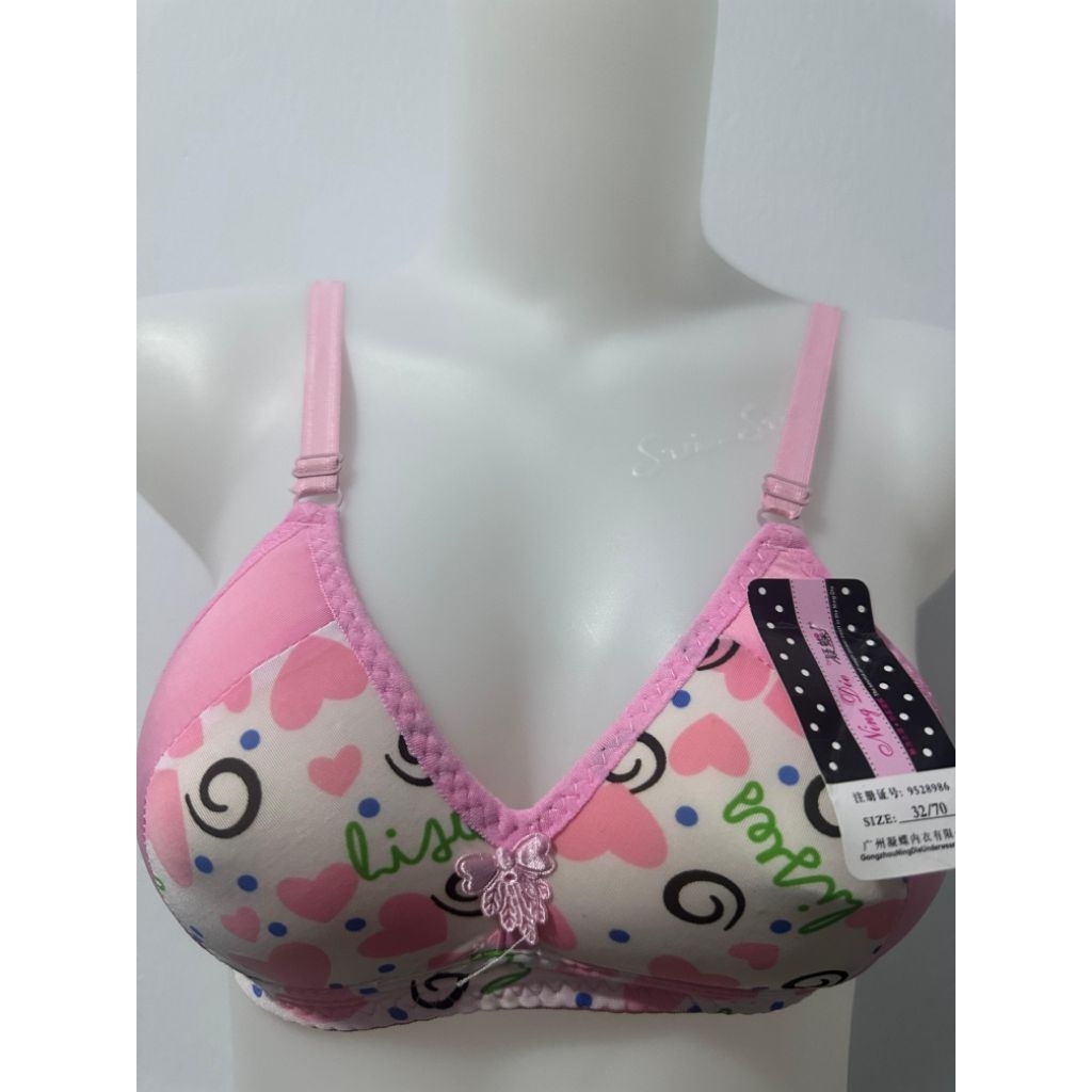 BRA REMAJA CEWEK MOTIF TERSEDIA WARNA PINK BY NING DIE KAIT 2(UKURAN:32/70-34/75)