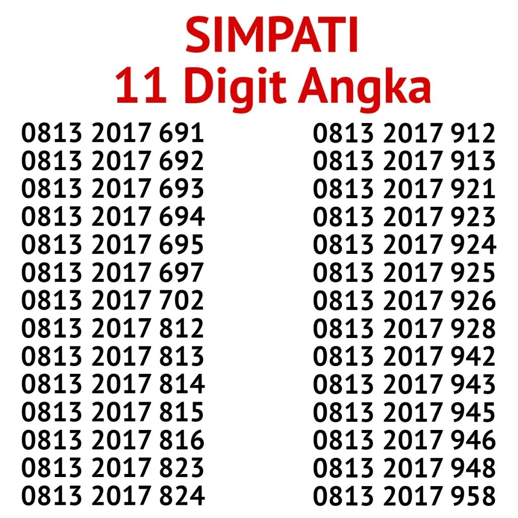 Kartu Perdana Nomor Cantik Telkomsel Kartu Telkomsel 11 Digit Angka  4GlTE Seri Tahun 2017 xxx Murah