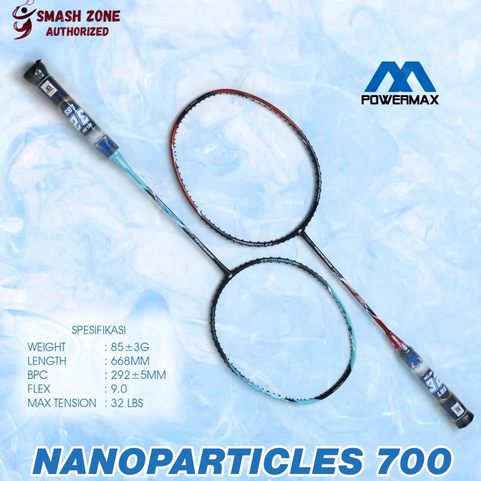 Raket Badminton POWER MAX Nanoparticles 700 Original 3U 32 Lbs Racket Bulutangkis Carbon Graphite