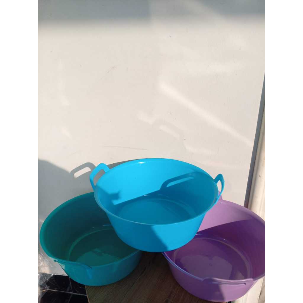 Bak Kuping Plastik Anti Pecah Besar 15 Cm Lentur Baskom Mandi Cucian Bulat / Baskom Besar Jumbo Anti