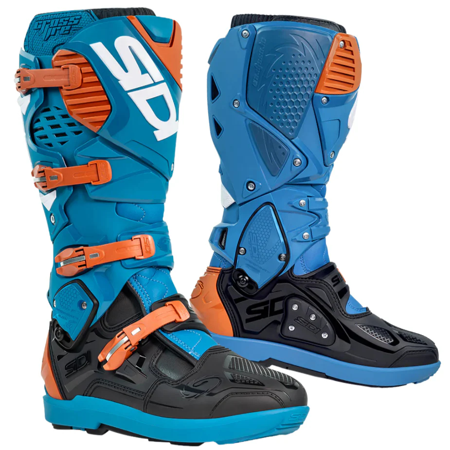 SIDI CROSSFIRE 3 SRS BLUE BLACK ORANGE SEPATU CROSS SIDI CROSSFIRE 3 SRS BLUE BLACK ORANGE BOOTS SID