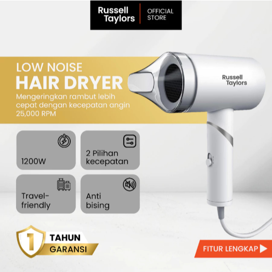 Russell Taylors HD1 Speed Hair Dryer 25000 RPM 2 Mode Pengering Rambut Garansi Resmi 1 Tahun