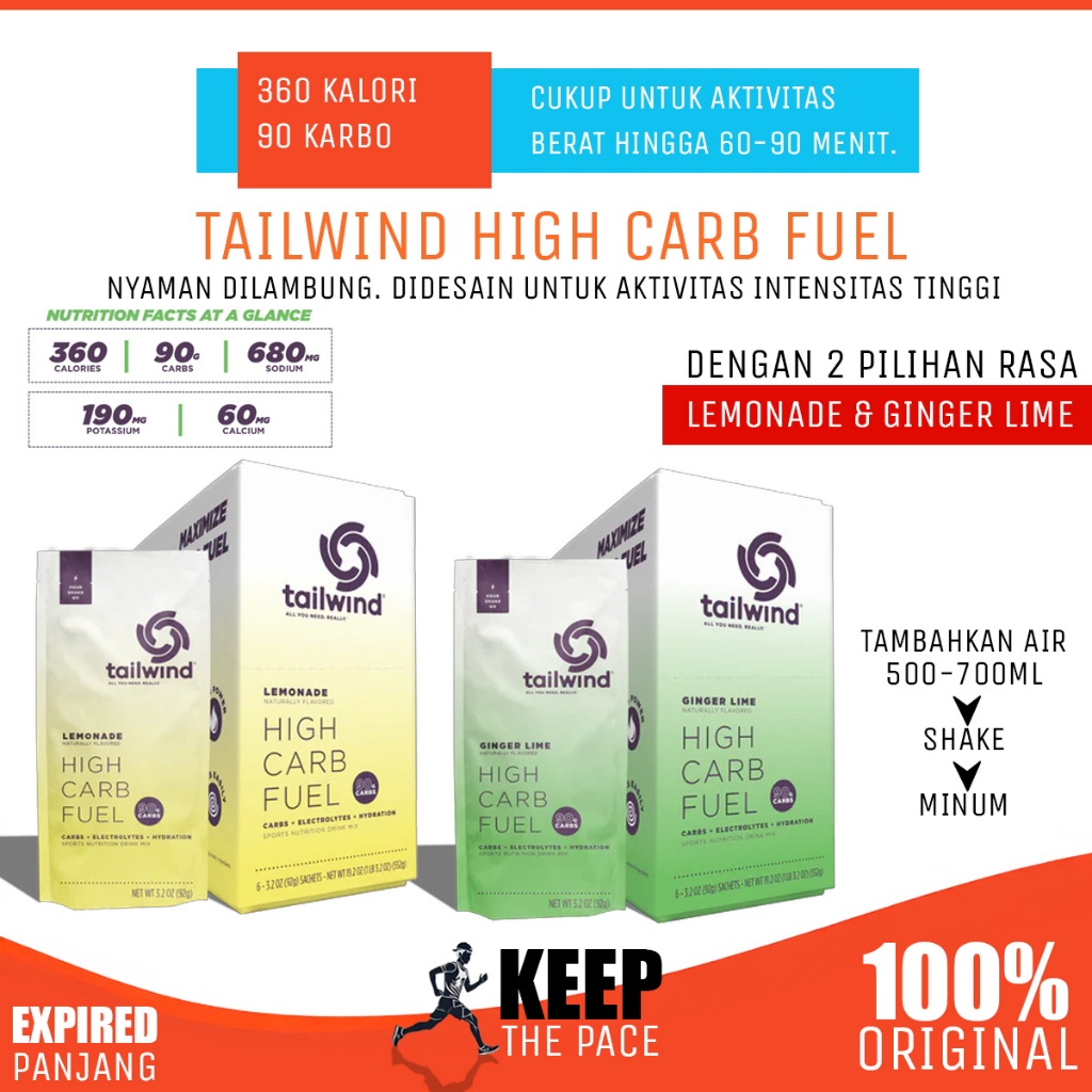 

Tailwind high carb fuel nutrition drink mix minuman nutrisi tinggi karbohidrat dan kalori untuk lari sepeda dll