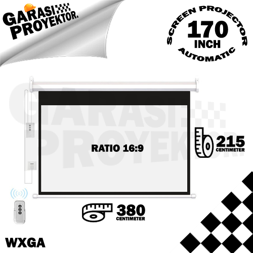 Layar Proyektor Gantung Otomatis 170 inch | ratio 16:9 | Screen Projector Motorized