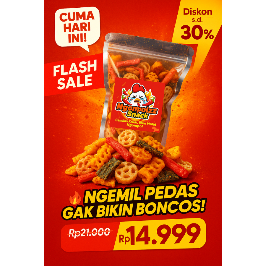 

Ngompolzz Kerupuk Seblak Mix Pedas Daun Jeruk 100gr+50gr | Snack Krispi Gurih Pedas Kekinian | Ziplock Aluminium Foil