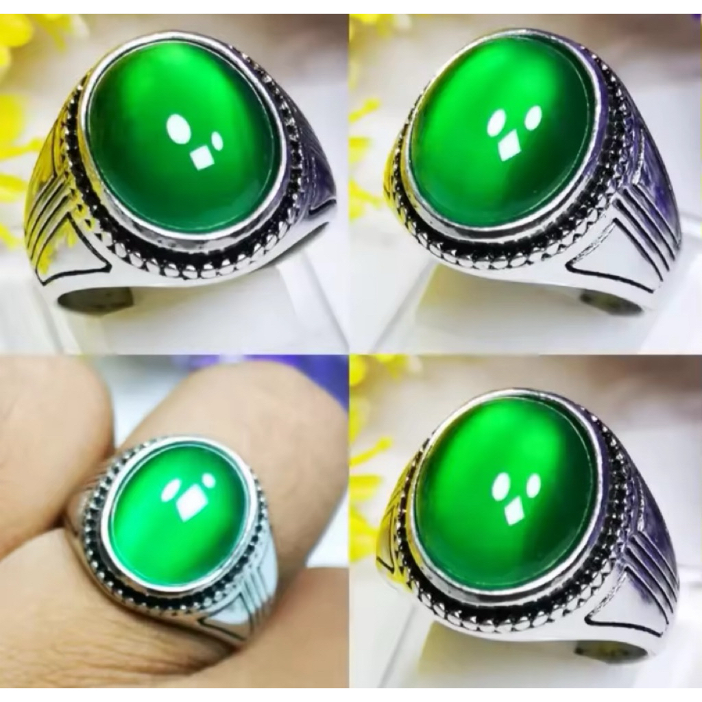 Cincin Batu Hijau Garut Giwang Super Calsedonia Ring dim Kantoran