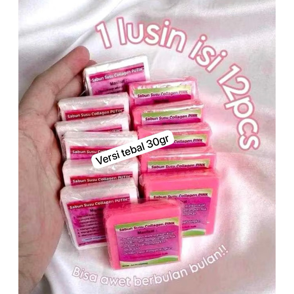 [SELUSIN 12PCS] SABUN SUSU COLLAGEN VERSI TEBAL 30GR (ORIGINAL 100%) SABUN COLLAGEN PINK / SABUN COL