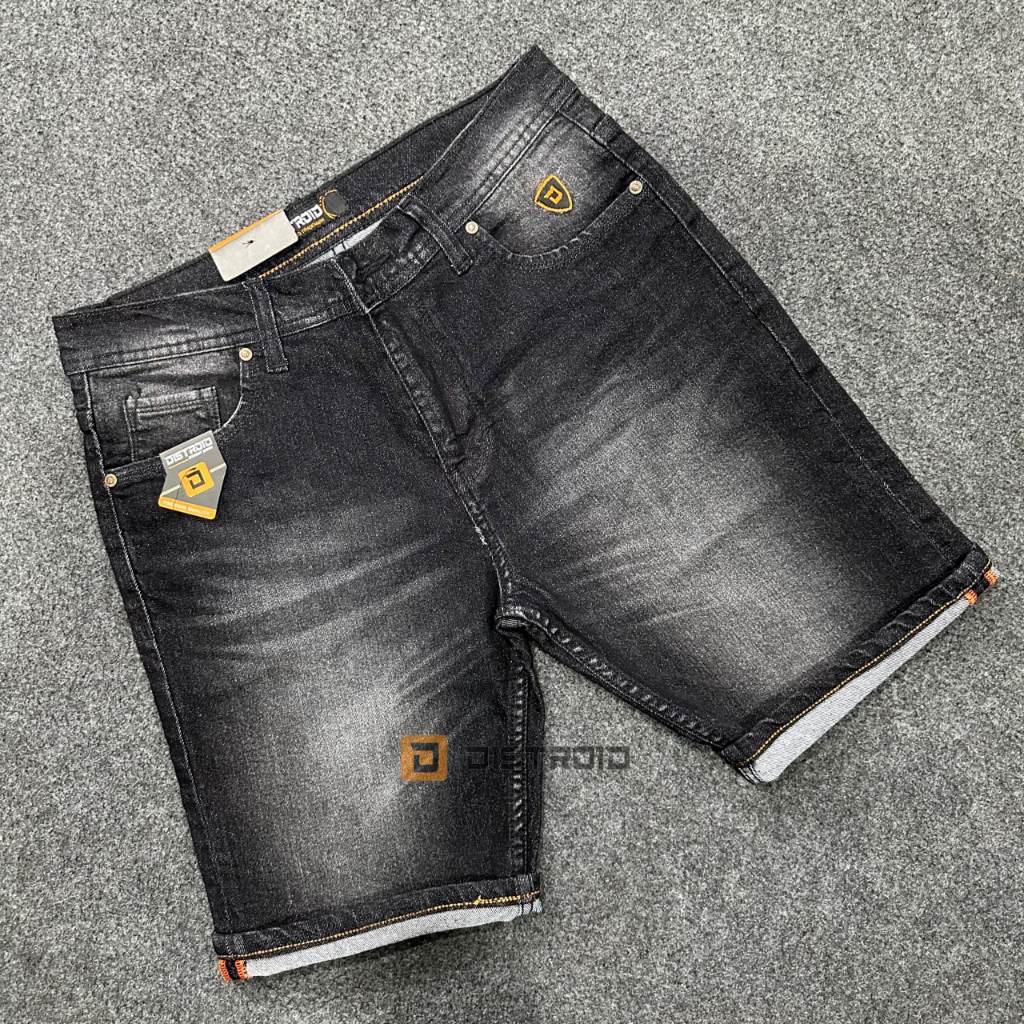 Distroid Celana Jeans Pendek Fashion Pria Short Denim Stretch Melar Cowok Dewasa