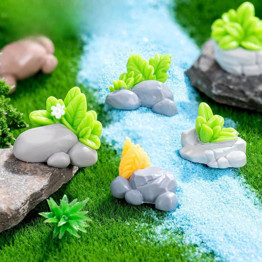 MINIATUR DIORAMA BATU POT BONSAI