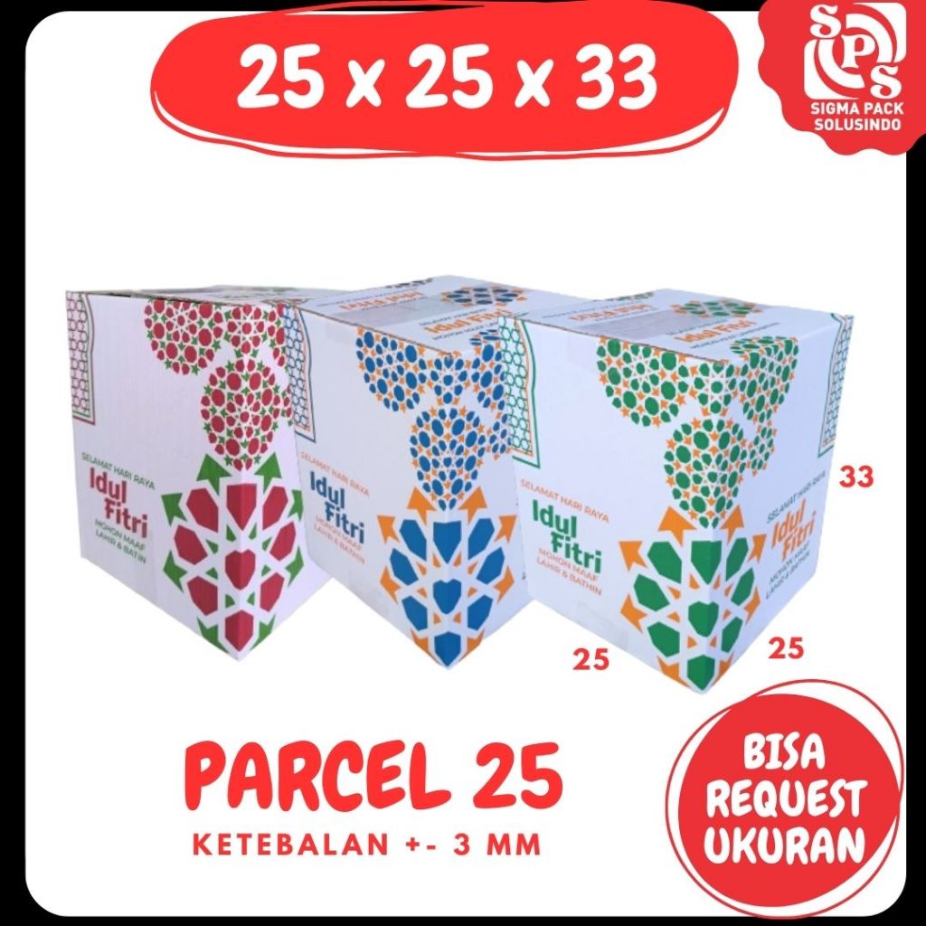 

Kardus Parcel 25x25x33 A1 Box Ied Mubarok Dus parcel Idul Fitri Lebaran Packing Kotak Kemasan Karton