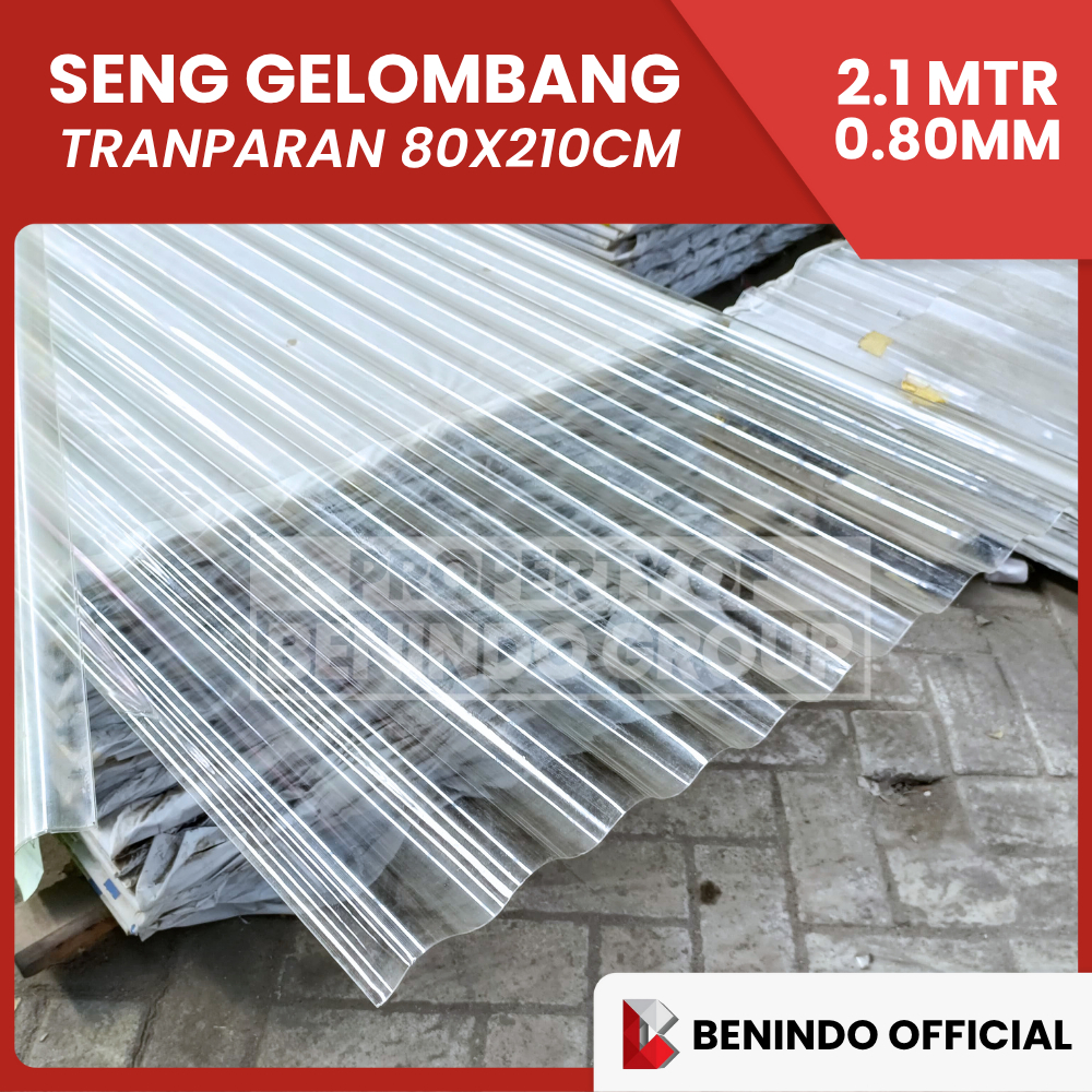 SENG GELOMBANG TRANSPARAN / BENING LEBAR 80cm X PANJANG 210cm - 0.80 MM