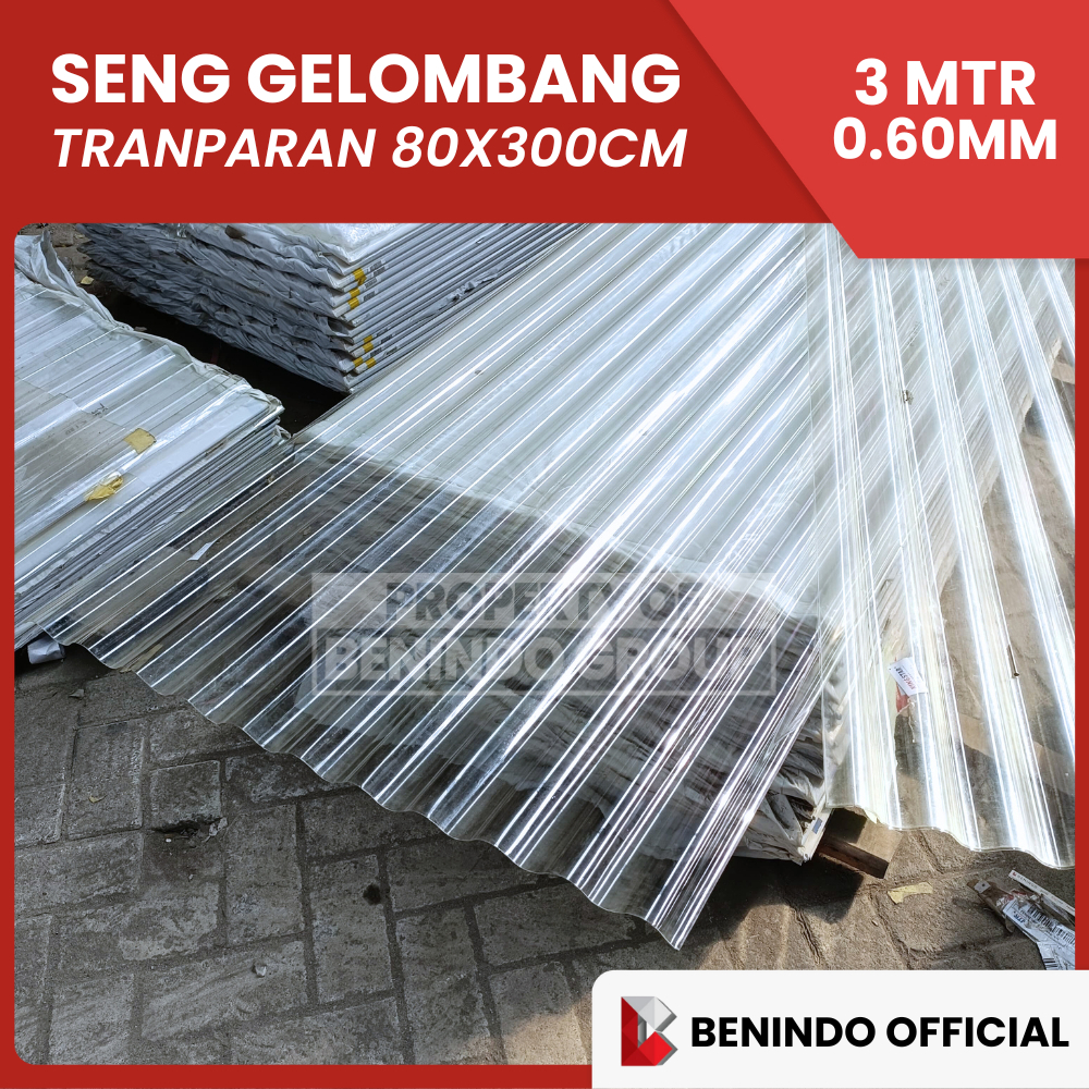 SENG GELOMBANG TRANSPARAN / BENING LEBAR 80cm X PANJANG 300cm - 0.60 MM