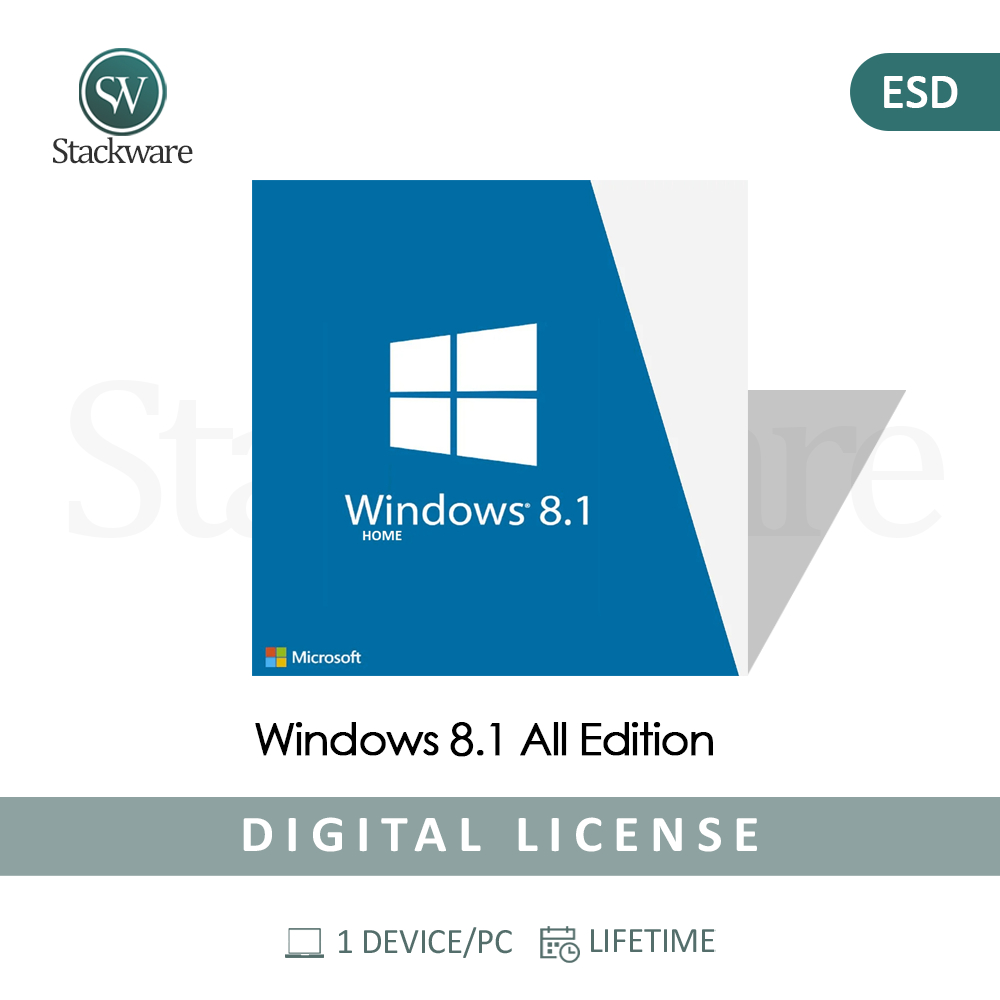 Windows 8.1 Pro | Win 8 Home | Enterprise | Education | Original License Lifetime - ESD