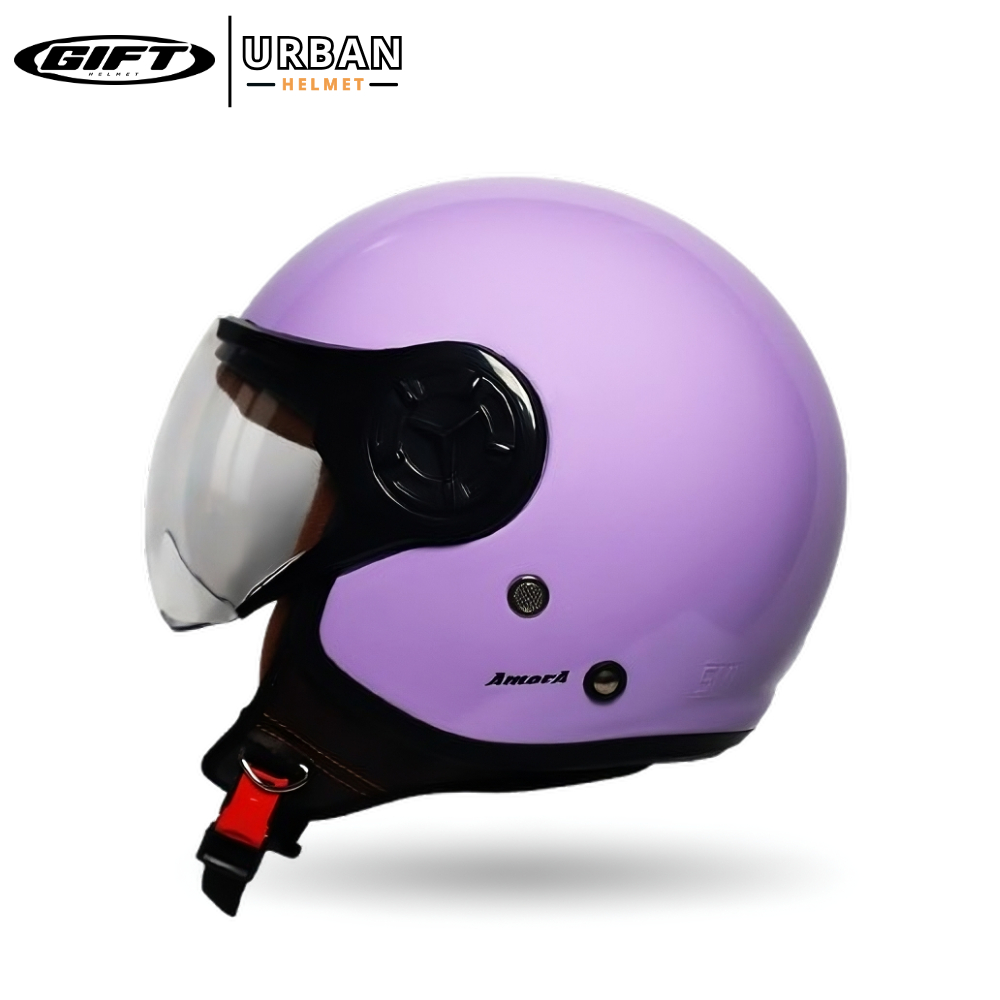 Helm Bogo Gift Amora Hijab Retro Lilac -  Helm Half Face - Helm Wanita Hijab Friendly sudah SNI