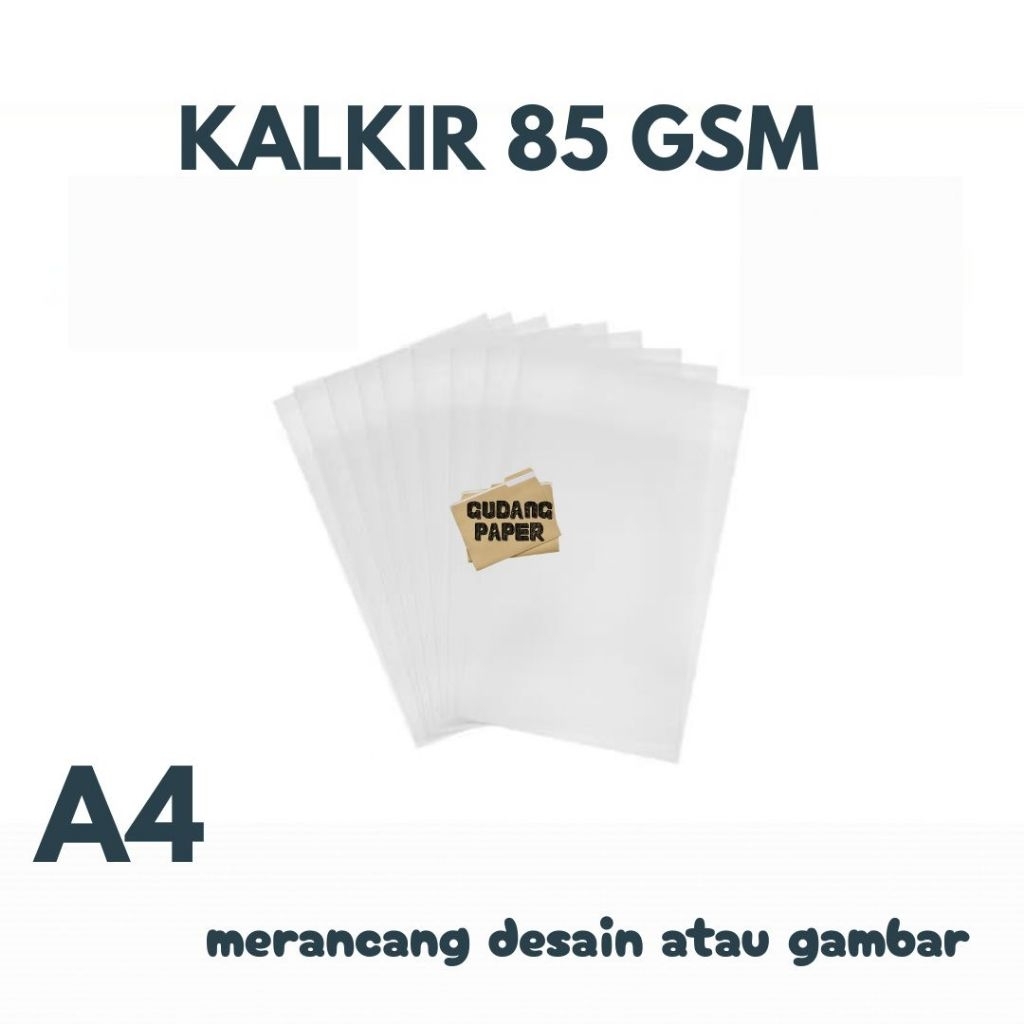 

Kertas Kalkir 80-85 GSM A4 isi 100 Lembar / Kertas Kalkir Tracing Paper Transparan / Kertas Kalkir A4