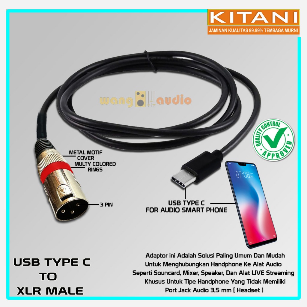 KITANI - Kabel Audio/Konverter USB Type C To XLR Male - WANG AUDIO