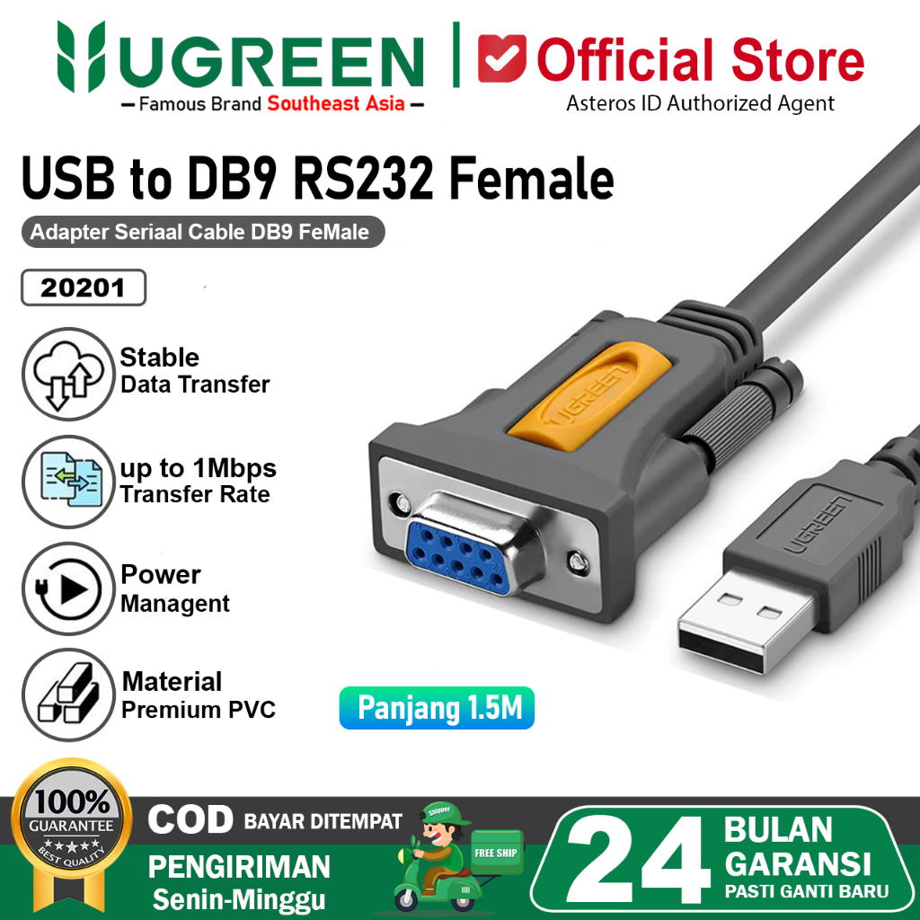 UGREEN Converter Adapter Kabel USB to Serial DB9 RS232 Female 20201