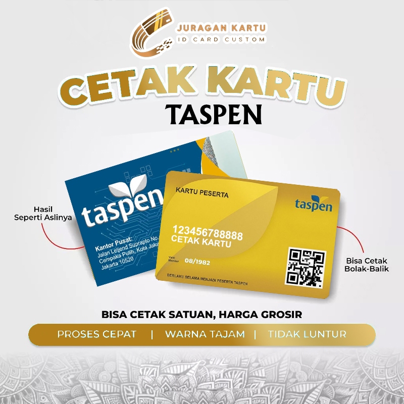 

Cetak Kartu Asuransi Taspen Kartu Digital Fisik Bisa Satuan Anti Luntur Bahan PVC Tebal 2 SISI Murah