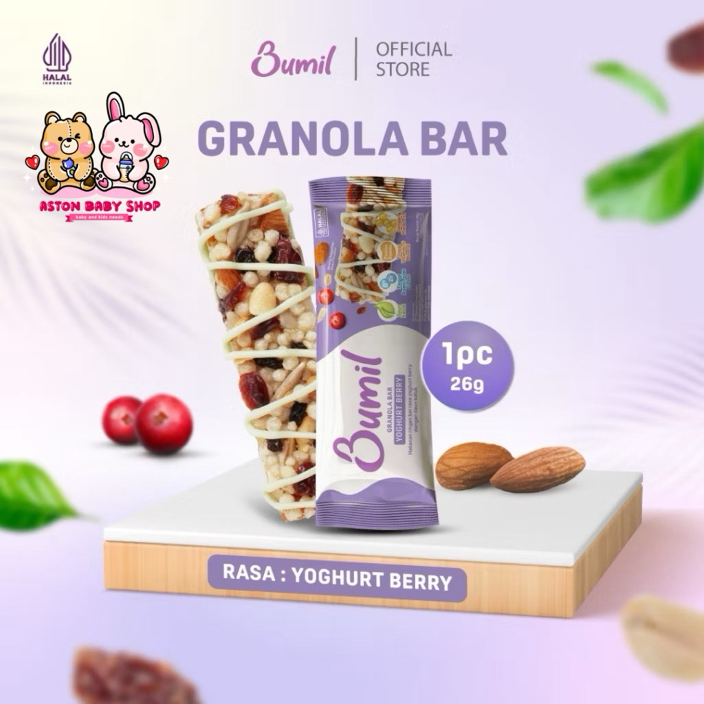 

Bumil Granola Bar 26 gr Coklat / Yogurt Berry - Camilan Sehat Ibu Hamil Tinggi Asam Folat - Snack Ibu Hamil Sereal Bar - Cereal Bar