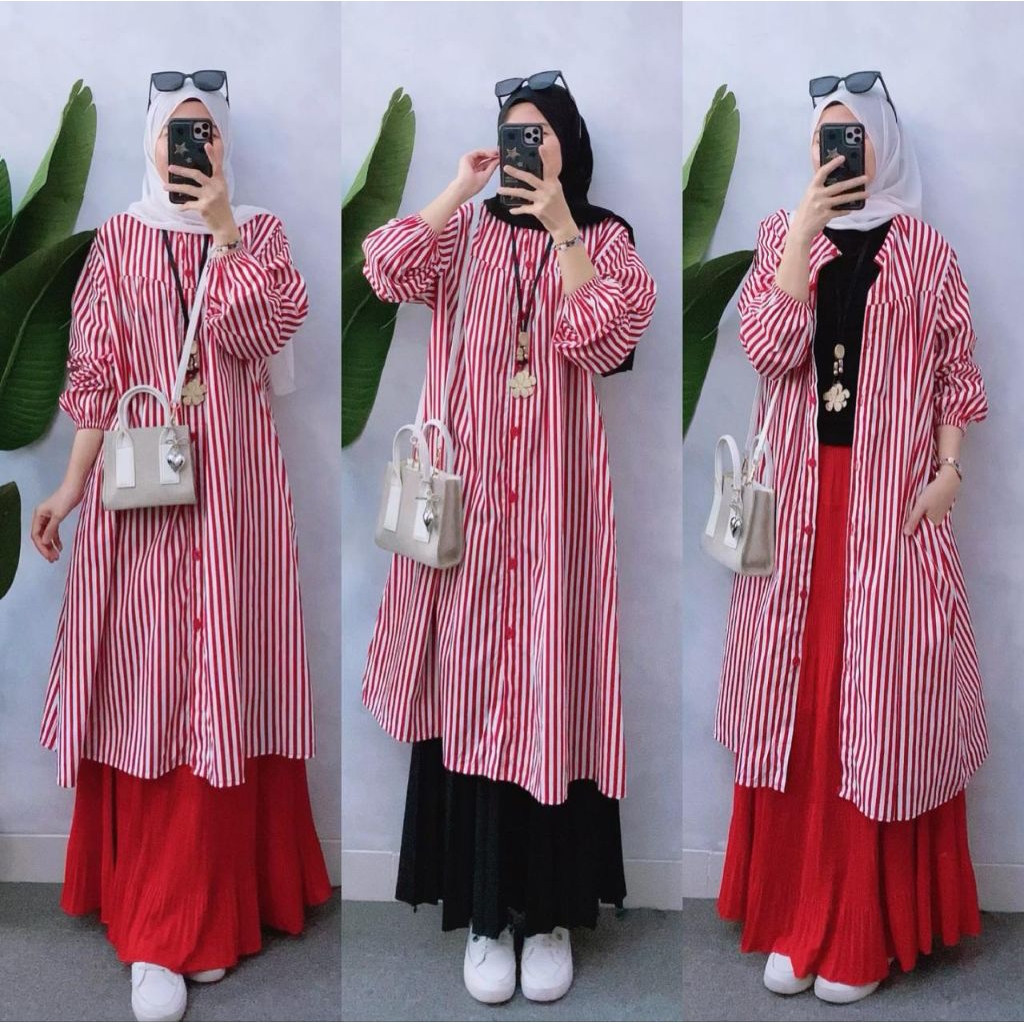 LONG TUNIK GARIS PUTIH
