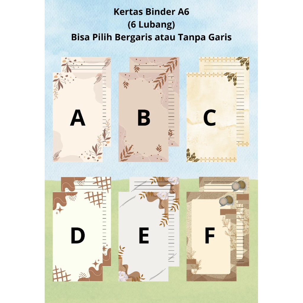 

Kertas Binder A6 Aesthetic (14pcs)/ Kertas Binder Jurnal Aesthetic