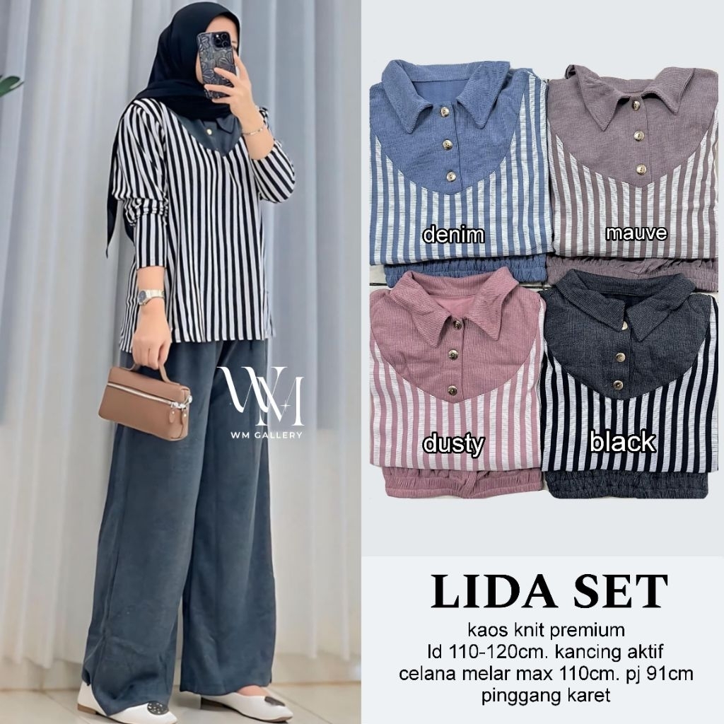 Set Wanita Kaos Knit Ld 120 Jumbo • Setelan Kulot Wanita
