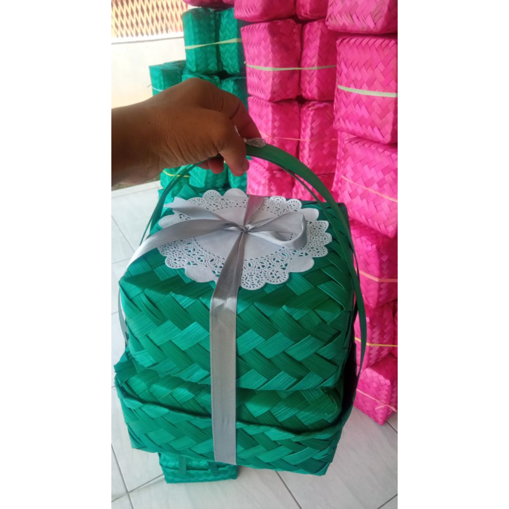 besek susun (fullset) free pita + kertas renda/besek rantang/besek jinjing/besek susun/rantang besek