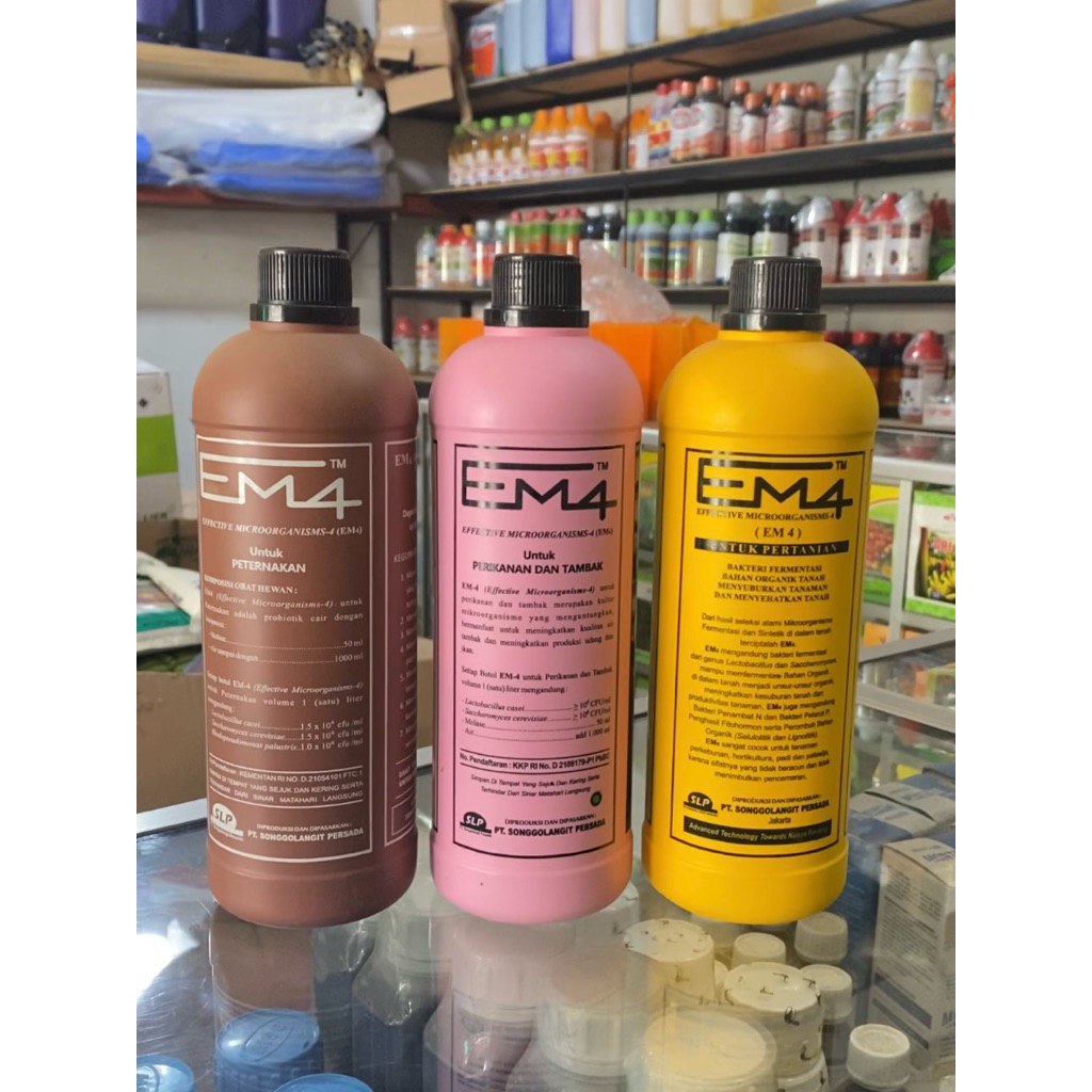 EM4 KUNING UNTUK PERTANIAN, EM4 COKLAT UNTUK PETERNAKAN, EM4 PINK UNTUK PERIKANAN DAN TAMBAK