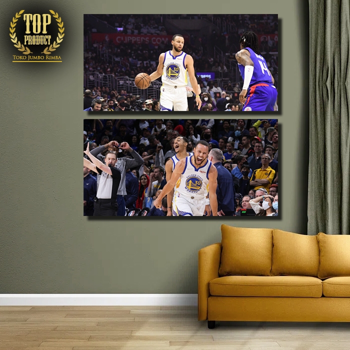 Poster Jumbo Stephen Curry Besar HD Golden State Warriors NBA 80x40cm Hiasan Ruangan Dinding Dekoras