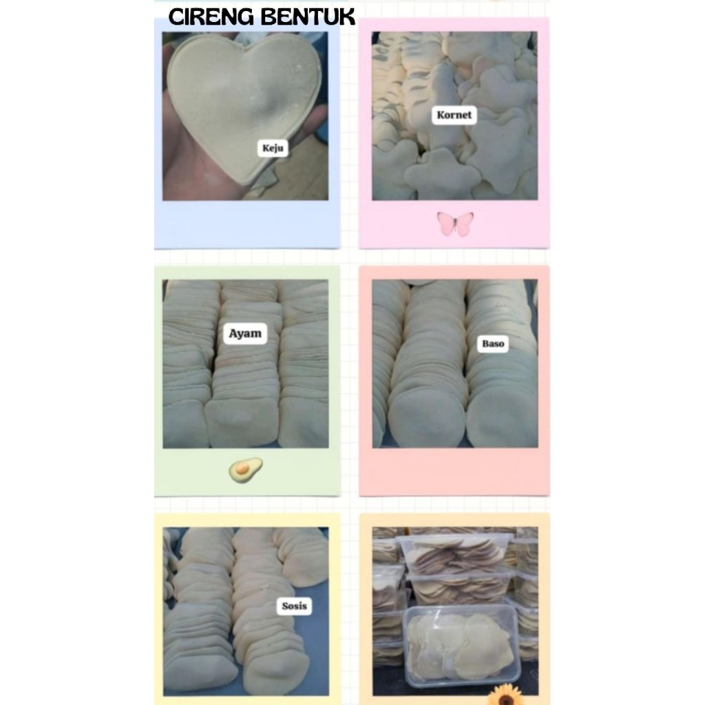 

CIRENG BENTUK ISI KEJU, BASO, AYAM, KORNET, SOSIS