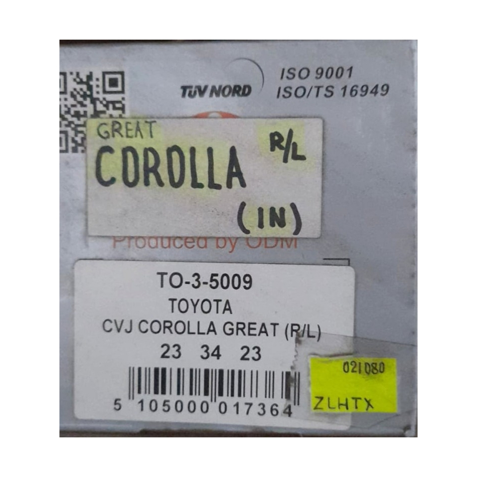 AS RODA CV JOINT DALAM  TOYOTA COROLLA GREAT KIRI/ KANAN UNIFAR