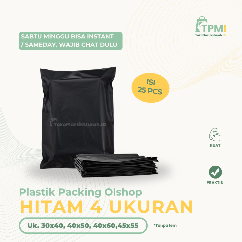 [BISA INSTANT] PLASTIK PACKING HITAM PE | PLASTIK PAKET HITAM | PLASTIK OLSHOP HITAM TRASHBAG PE