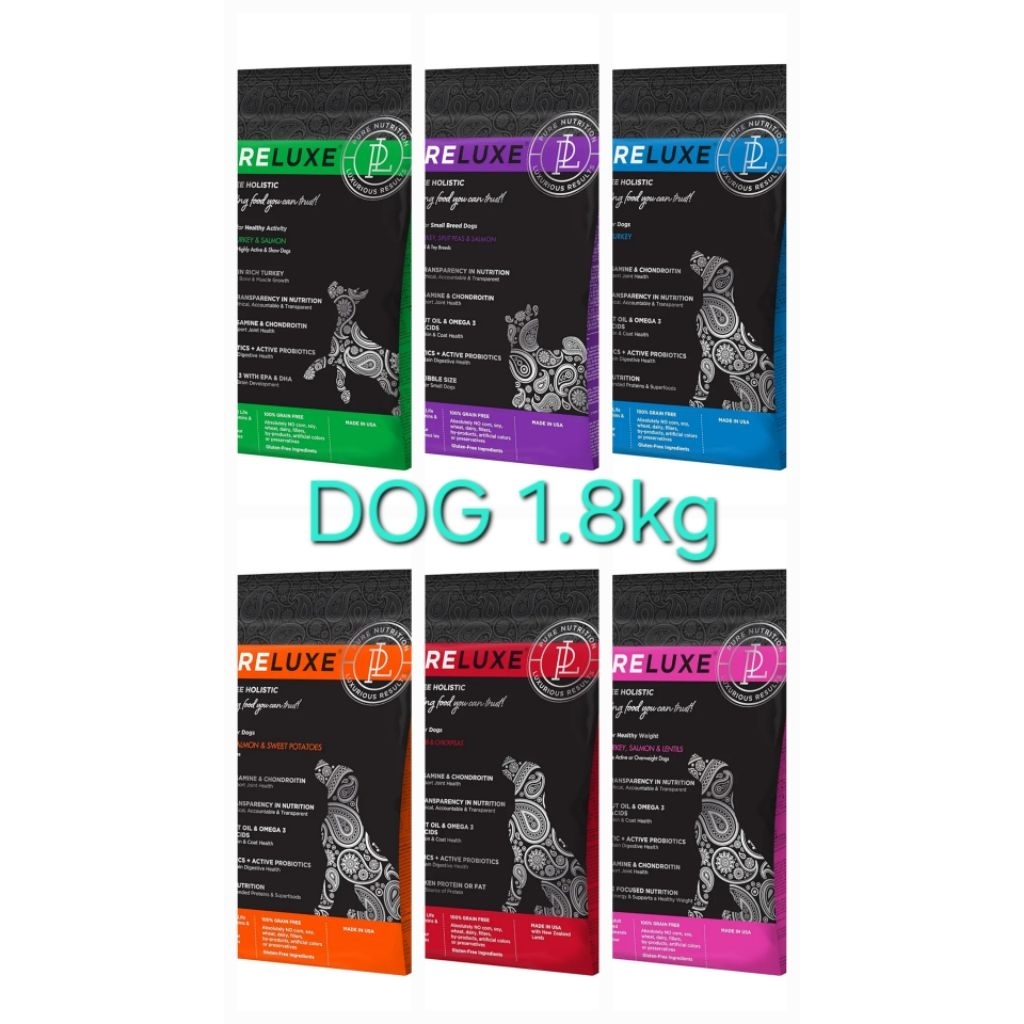 Pureluxe Dog Food 4lbs 1.8kg - makanan kering anjing turkey lamb salmon puppy adult senior small bre