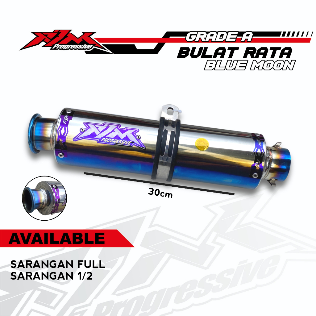 silencer knalpot rjm grade A type bulat rata blue moon inlet 50mm 51mm original rjm muffler