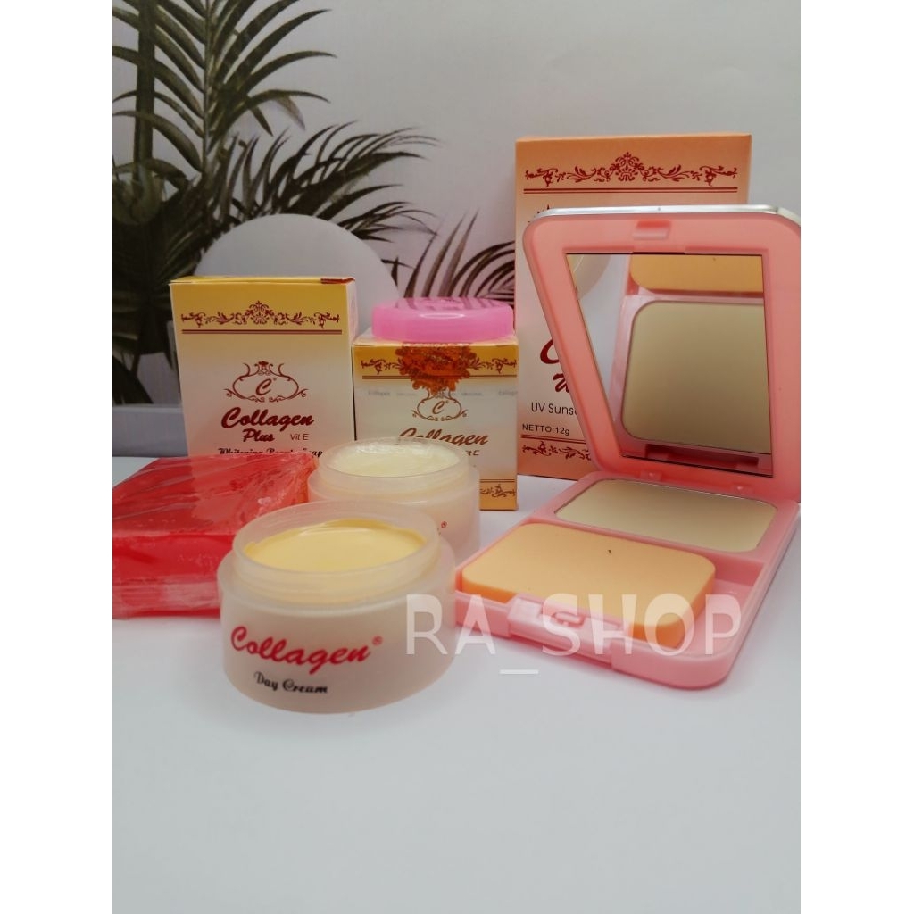 PAKET COLLAGEN " 4in1 " ( KRIM SIANG _ KRIM MALAM _ BEDAK _ SABUN )