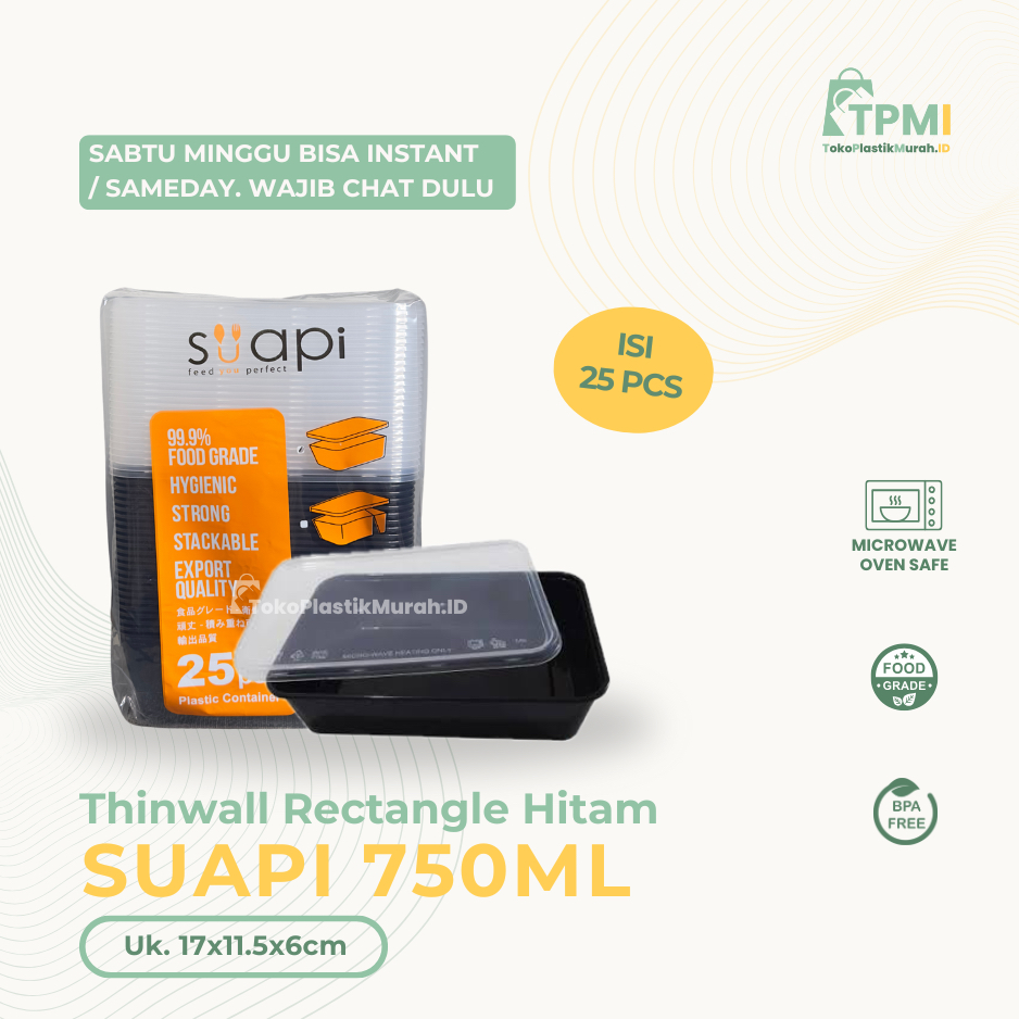 [SUAPI] THINWALL HITAM SUAPI 750ML | THINWALL MAKANAN | FOOD CONTAINER  | THINWALL SUAPI