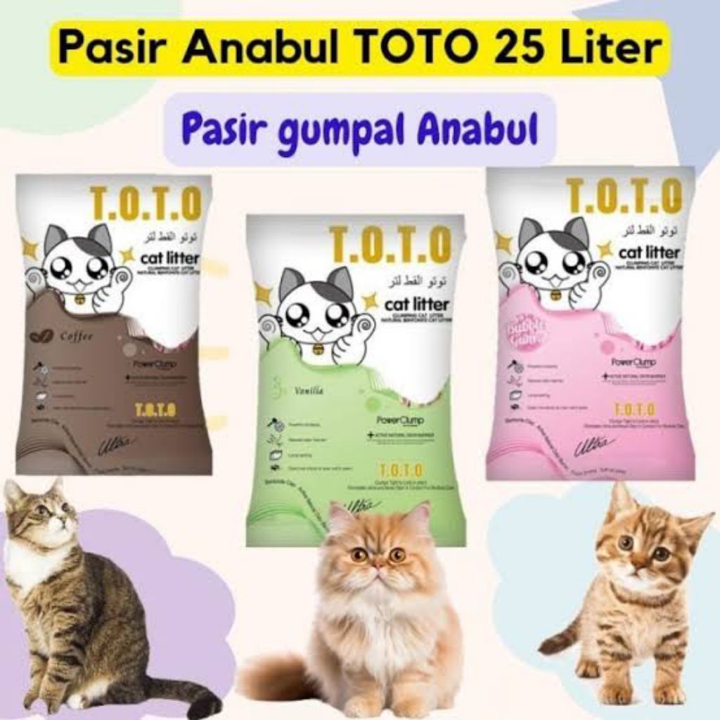 PASIR KUCING TOTO 25 LITER / PASIR KUCING GUMPAL WANGI TOTO