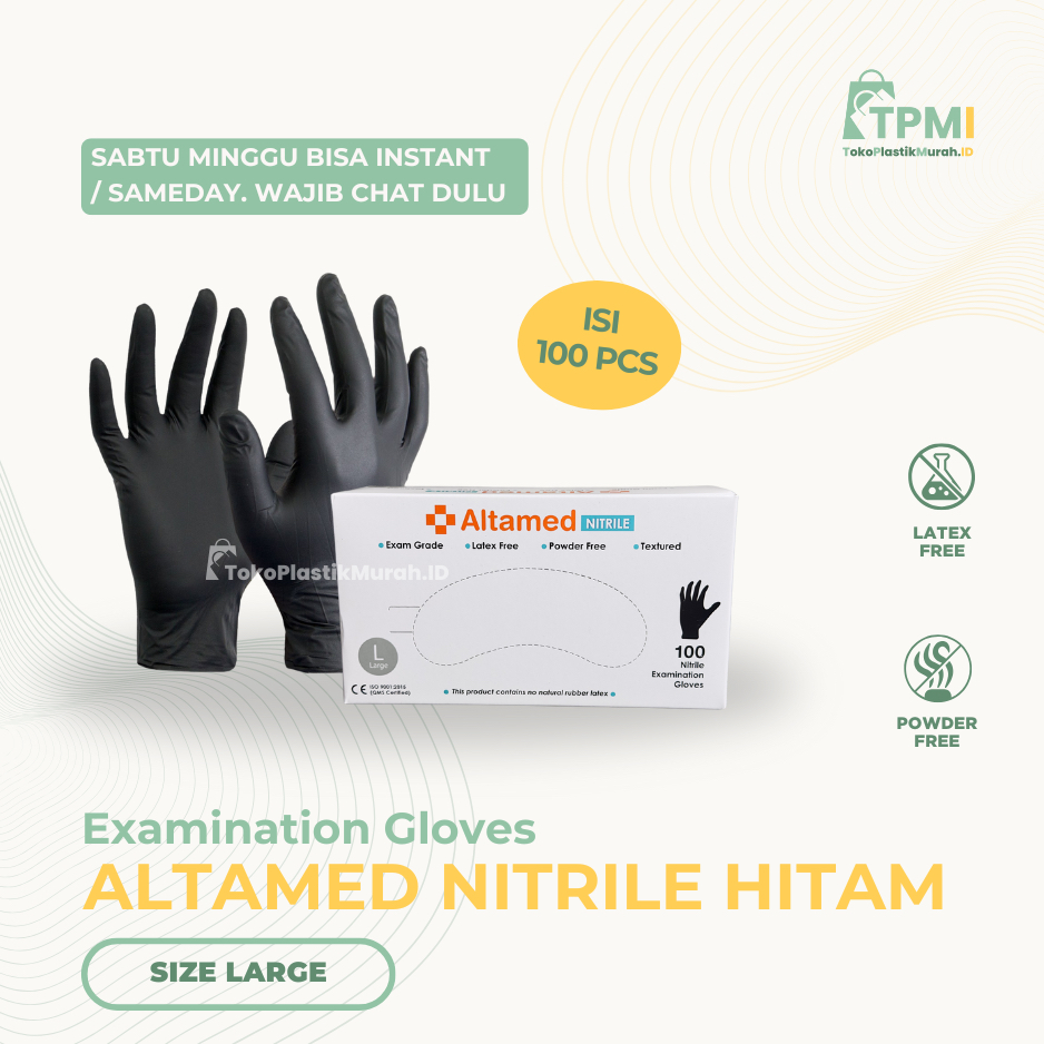 [BISA INSTANT] ALTAMED NITRILE HITAM EXAMINATION GLOVES | GLOVES HITAM | SARUNG TANGAN HITAM