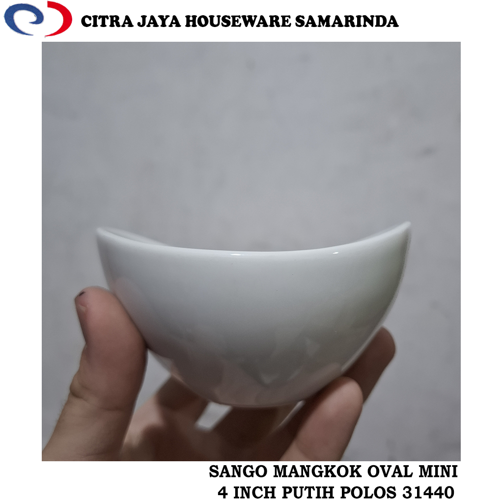 Mangkok Oval Mini 4 Inch Putih Polos SANGO 31440 (1 Pcs / 6 Pcs)