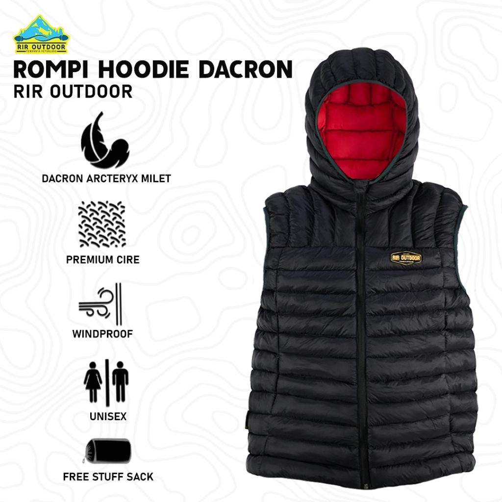 Vest Rompi Hoodie Rir Outdoor Vest Bulang Dacron Anti Angin Free Stuffsack